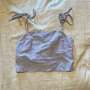 Brandy Melville Linen Pinstripe Cropped Tank